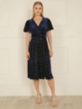 Yumi Sparkle Velvet Wrap Dress, Navy