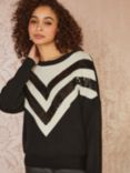 Yumi Sequin Chevron Relaxed Jumper, Black