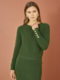 Yumi Button Knit Jumper, Green