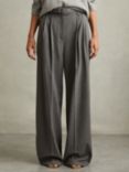 Reiss Petite Freja Tailored Wide Leg Trousers, Grey