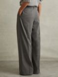 Reiss Petite Freja Tailored Wide Leg Trousers, Grey