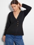 Monsoon Saf Asymmetric Button Cardigan, Black