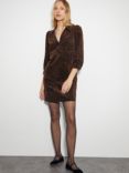 Monsoon Aida Leopard Print Corduroy Mini Dress, Brown/Multi