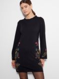 Monsoon Elle Wool Blend Tunic Dress, Black/Multi