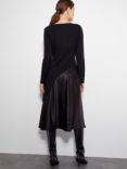 Monsoon Saz Satin Knit Dress, Black