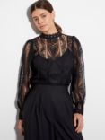 Monsoon Leona Lace Blouse, Black