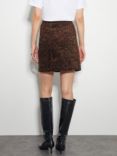 Monsoon Aida Leopard Print Corduroy Mini Skirt, Brown