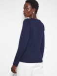 Monsoon Blythe Button Wool Blend Jumper, Navy