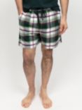 Cyberjammies Brushed Check Pyjama Shorts, Green/Multi