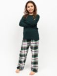 Minijammies Kids' Check Pyjama Set, Green/Multi