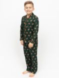 Minijammies Kids' Fox Print Pyjama Set, Green/Multi