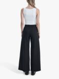 James Lakeland Frayed Wide Leg Jeans, Black