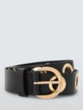 John Lewis Large Eyelet Belt, Black/Gold