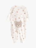 Lindex Baby Bear Print Sleepsuit, Dusty White