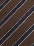 Reiss Aruttas Silk Wool Blend Stripe Tie, Tobacco/Navy