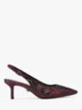 Carvela Lazer Sling 80 Embellished Mesh Pointed Slingback Courts, Red Wine