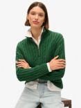 Superdry Knitted Rugby Henley Jumper, Forest Green