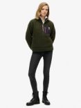 Superdry Vintage Retro Half Zip Fleece Jumper, Army Khaki Green