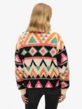 Superdry Super Soft Printed Henley Jumper, Cream Terry Print