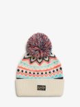 Superdry Patterned Knitted Beanie Hat, Island Ecru Multi