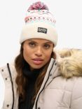 Superdry Patterned Knitted Beanie Hat, Island Ecru Multi