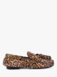 Kurt Geiger London Leopard Leather Tassel Fringe Moccasins, Brown