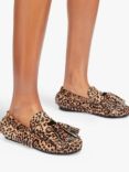 Kurt Geiger London Leopard Leather Tassel Fringe Moccasins, Brown