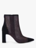 Carvela Hotsox Suede Embellished Mesh Pointed Ankle Boots