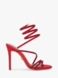 Carvela Spiral Diamante Embellished Strappy Sandals, Bright Red