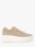 Carvela Connected Suede Quilted Zip Chunky Trainers, Natural Beige