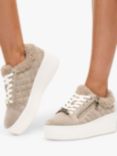 Carvela Connected Suede Quilted Zip Chunky Trainers, Natural Beige