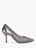 Carvela Hotsox Embellished Mesh Pointed Heeled Courts, Grey Gunmetal