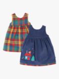 Frugi Kids' Inara Cord Dress, Navy/Multi