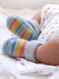 Frugi Baby Briar Knitted Booties, Grey/Multi