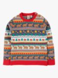 Frugi Baby Forest Fairisle Jumper, Red/Multi