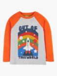 Frugi Kids' Tamar Raglan Top, Grey Marl/Out Of This World