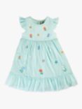 Frugi Kids' Tilda Tulle Dress, Glacier/Floral