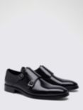 Moss John White Monkton Leather Double Monk Shoes, Black