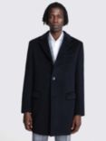 Moss Wool Cashmere Blend Double-Faced Epsom Overcoat, Black