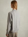 Reiss Alicia Wool Cashmere Blend Funnel Neck Jumper, Grey Marl