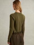 Reiss Annie Wool Cashmere Blend Crew Neck Jumper, Khaki