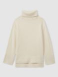 Reiss Eliza Wool Cashmere Blend Roll Neck Jumper, Cream