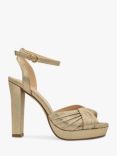 Paradox London Lyra Shimmer Pleat Toe Block Heeled Sandals, Champagne