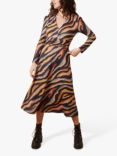 Traffic People Don't Look Back Zebra Print Midi Dress, Rust