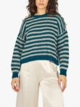 Traffic People Bass Stripe Wool Blend Jumper, Blue