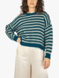 Traffic People Bass Stripe Wool Blend Jumper, Blue