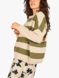 Traffic People Bertie Stripe Wool Cashmere Blend Jumper, Green