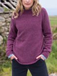 Celtic & Co. Donegal Mock Neck Wool Jumper, Navy, Anemone