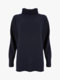 Celtic & Co. Geelong Wool Slouch Roll Neck Jumper, Pine, Dark Navy