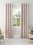 John Lewis Textured Weave Recycled Polyester Pair Blackout/Thermal Lined Eyelet Curtains, Rose Pink